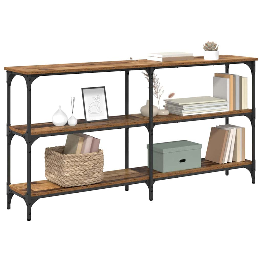 Wandtafel Oud Hout 150 x 29 x 75 cm Geperst Hout en Metaal