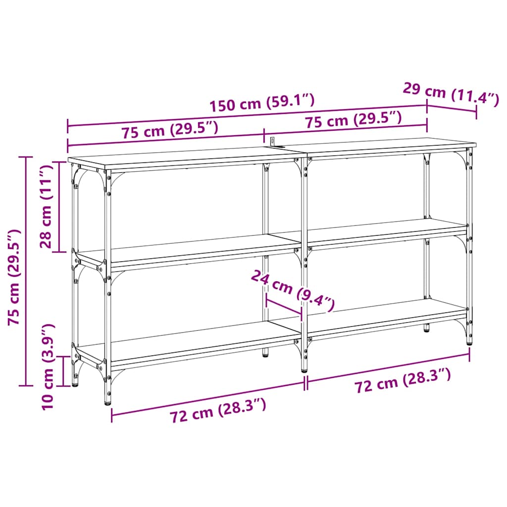 Wandtafel Artisan Eiken 150 x 29 x 75 cm Geperst Hout en Metaal