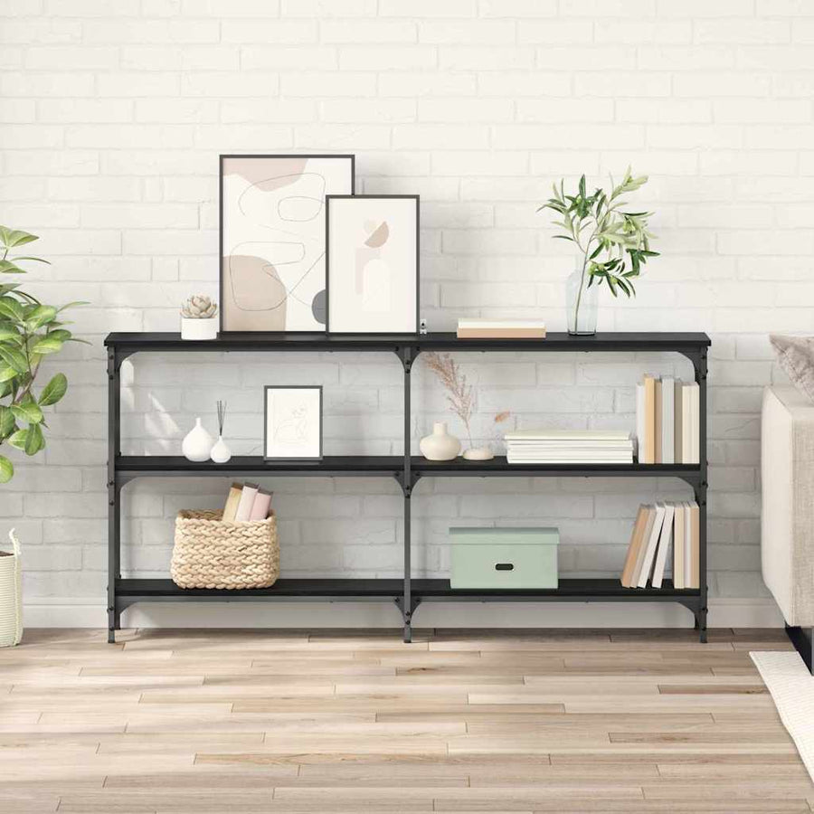 Wandtafel Zwart Eiken 150 x 29 x 75 cm Geperst Hout en Metaal