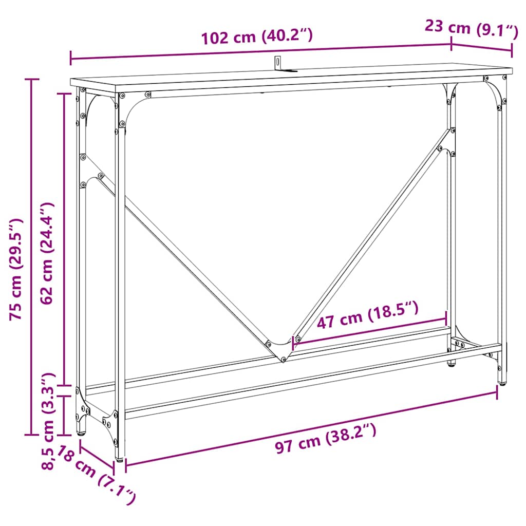 Wandtafel Artisan Eiken 102 x 23 x 75 cm Bewerkt hout