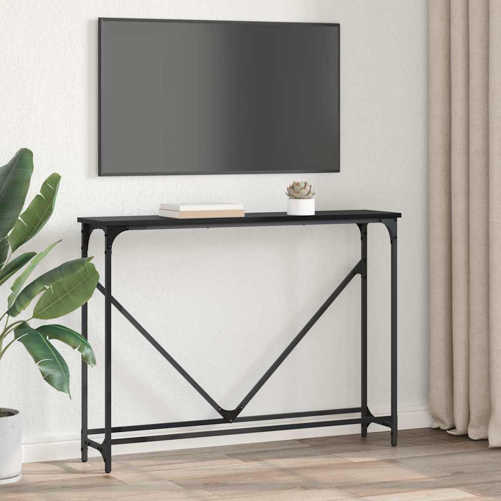 Wandtafel Zwart Eiken 102 x 23 x 75 cm Bewerkt hout