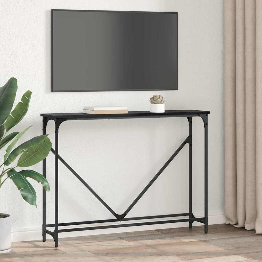 Wandtafel Zwart Eiken 102 x 23 x 75 cm Bewerkt hout