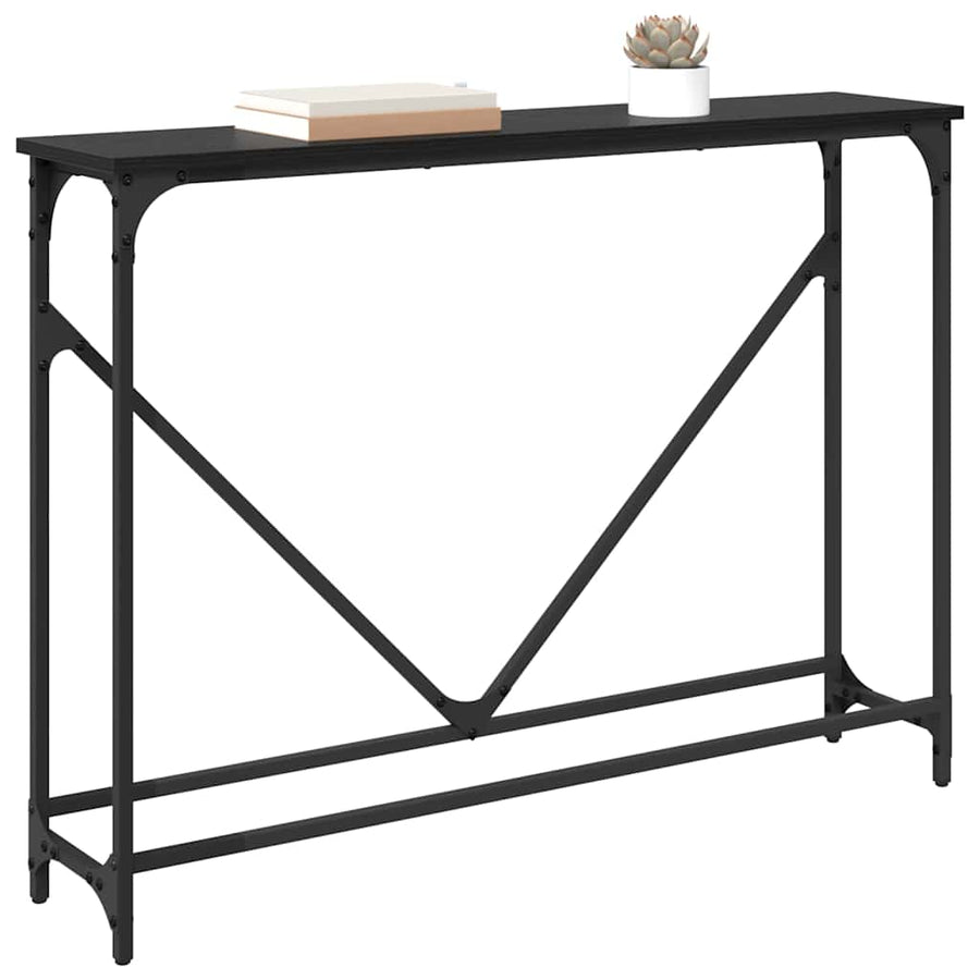 Wandtafel Zwart Eiken 102 x 23 x 75 cm Bewerkt hout