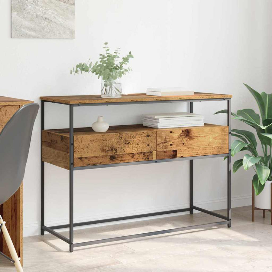 Wandtafel met lade Oud Hout 100 x 40 x 75 cm Bewerkt hout