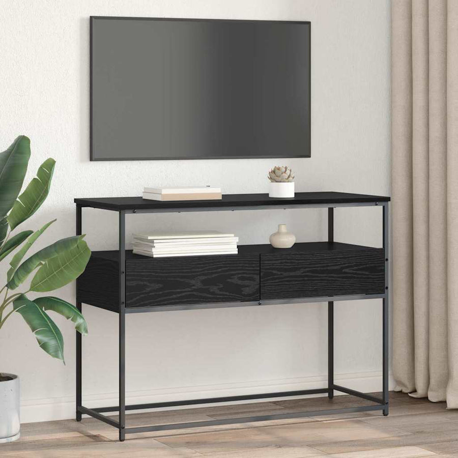Wandtafel Zwart Eiken 100 x 40 x 75 cm Geperst Hout en Metaal