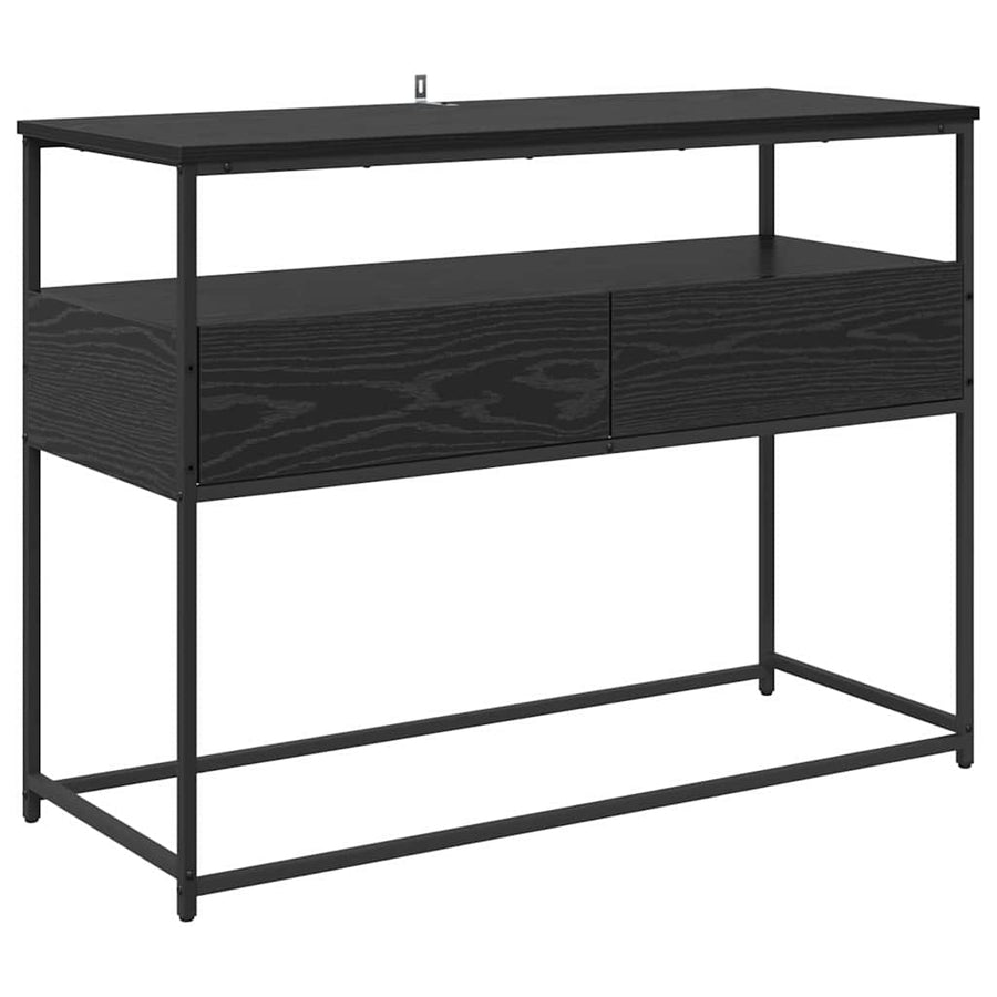 Wandtafel Zwart Eiken 100 x 40 x 75 cm Geperst Hout en Metaal