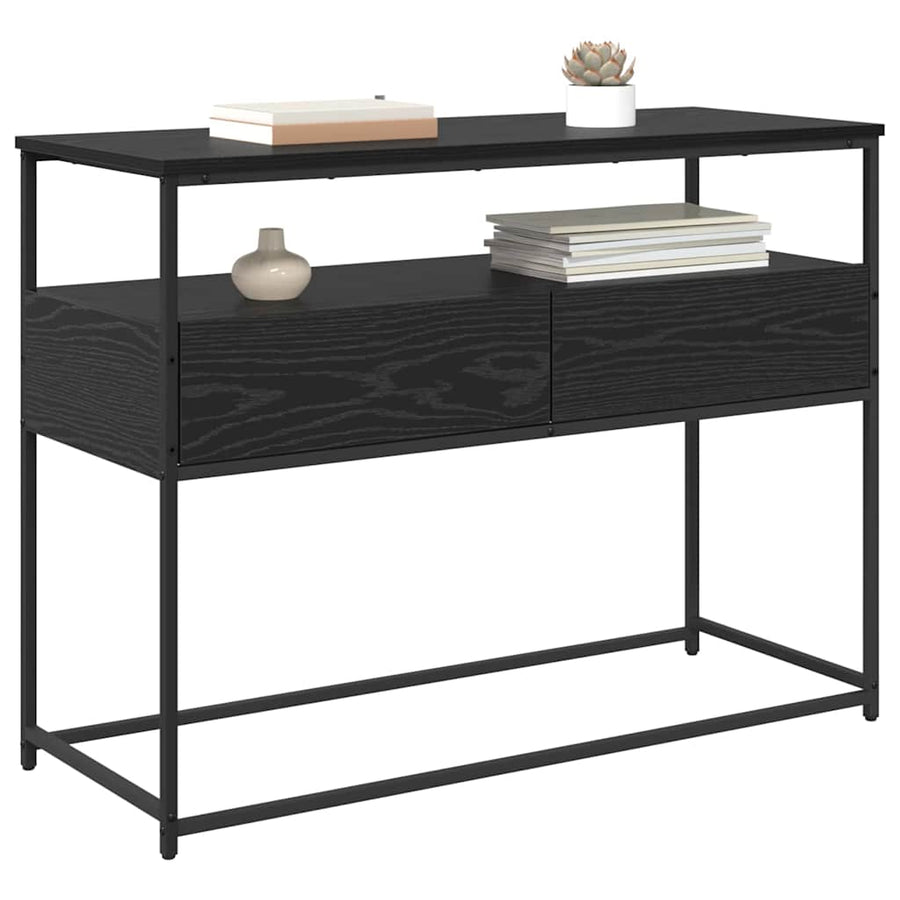 Wandtafel Zwart Eiken 100 x 40 x 75 cm Geperst Hout en Metaal