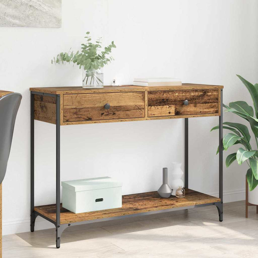 Wandtafel met lade Oud Hout 100 x 34,5 x 75 cm Bewerkt hout