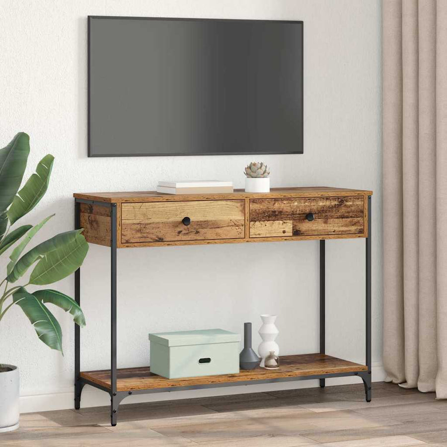 Wandtafel met lade Oud Hout 100 x 34,5 x 75 cm Bewerkt hout