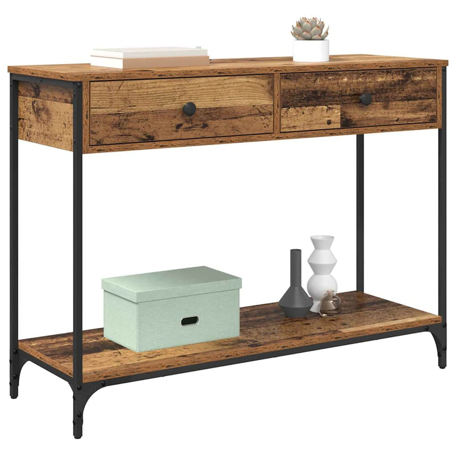 Wandtafel met lade Oud Hout 100 x 34,5 x 75 cm Bewerkt hout