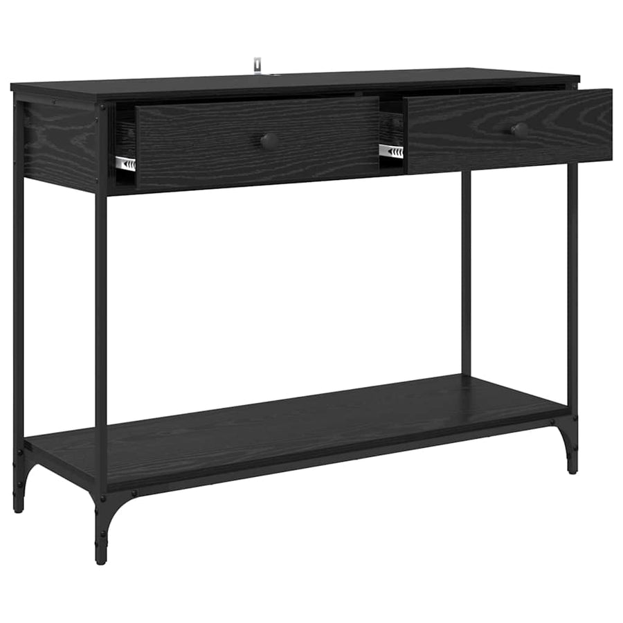 Wandtafel met lade Zwart Eiken 100 x 34,5 x 75 cm Bewerkt hout