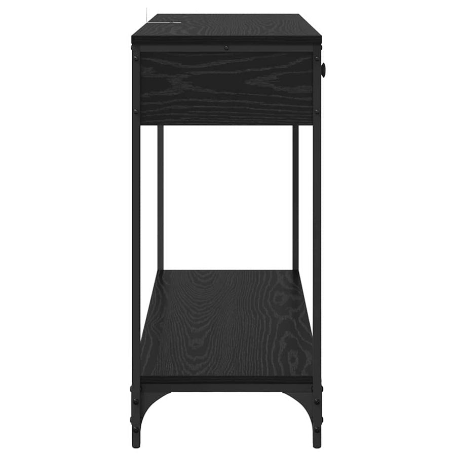 Wandtafel met lade Zwart Eiken 100 x 34,5 x 75 cm Bewerkt hout
