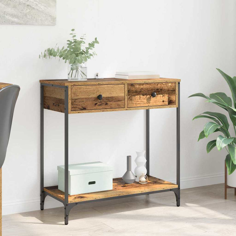 Wandtafel met lade Oud Hout 75 x 34,5 x 75 cm Bewerkt hout