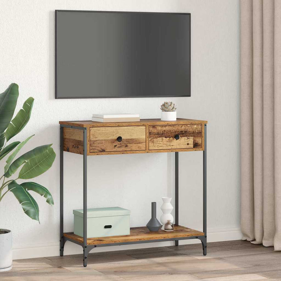 Wandtafel met lade Oud Hout 75 x 34,5 x 75 cm Bewerkt hout