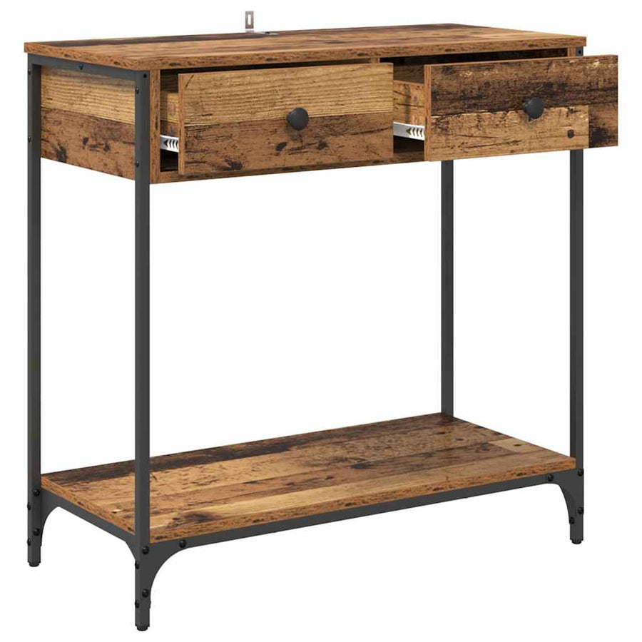 Wandtafel met lade Oud Hout 75 x 34,5 x 75 cm Bewerkt hout