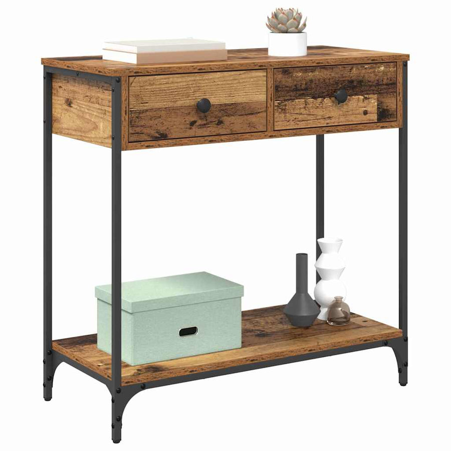 Wandtafel met lade Oud Hout 75 x 34,5 x 75 cm Bewerkt hout