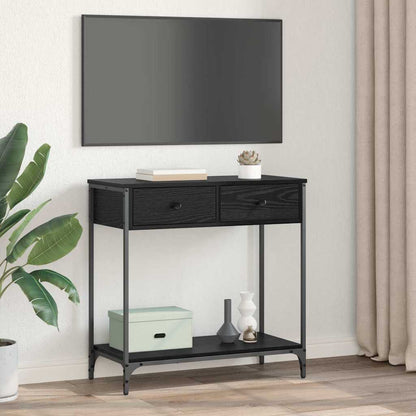 Wandtafel met lade Zwart Eiken 75 x 34,5 x 75 cm Bewerkt hout