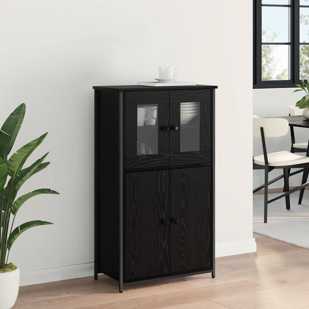 Highboard Zwart Eiken 62 x 32 x 106,5 cm Bewerkt hout