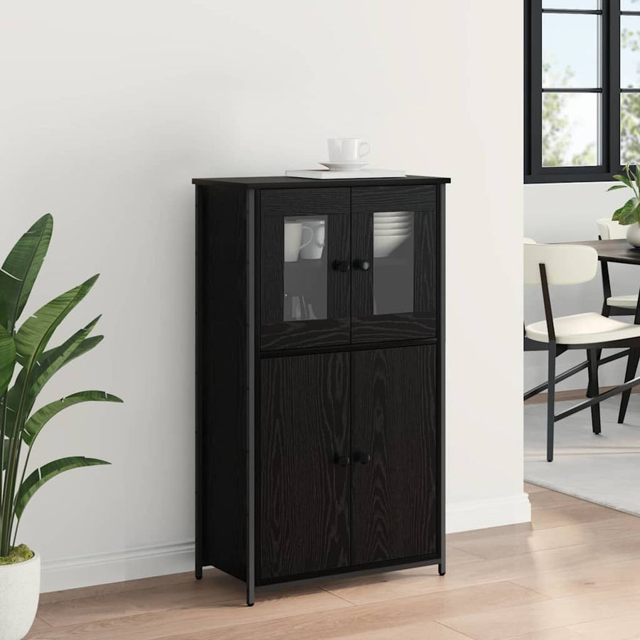 Highboard Zwart Eiken 62 x 32 x 106,5 cm Bewerkt hout