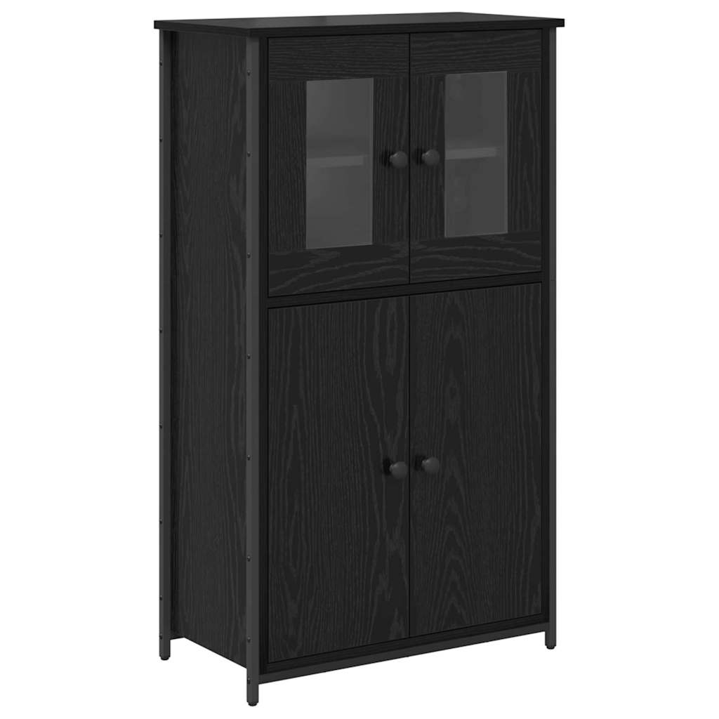 Highboard Zwart Eiken 62 x 32 x 106,5 cm Bewerkt hout