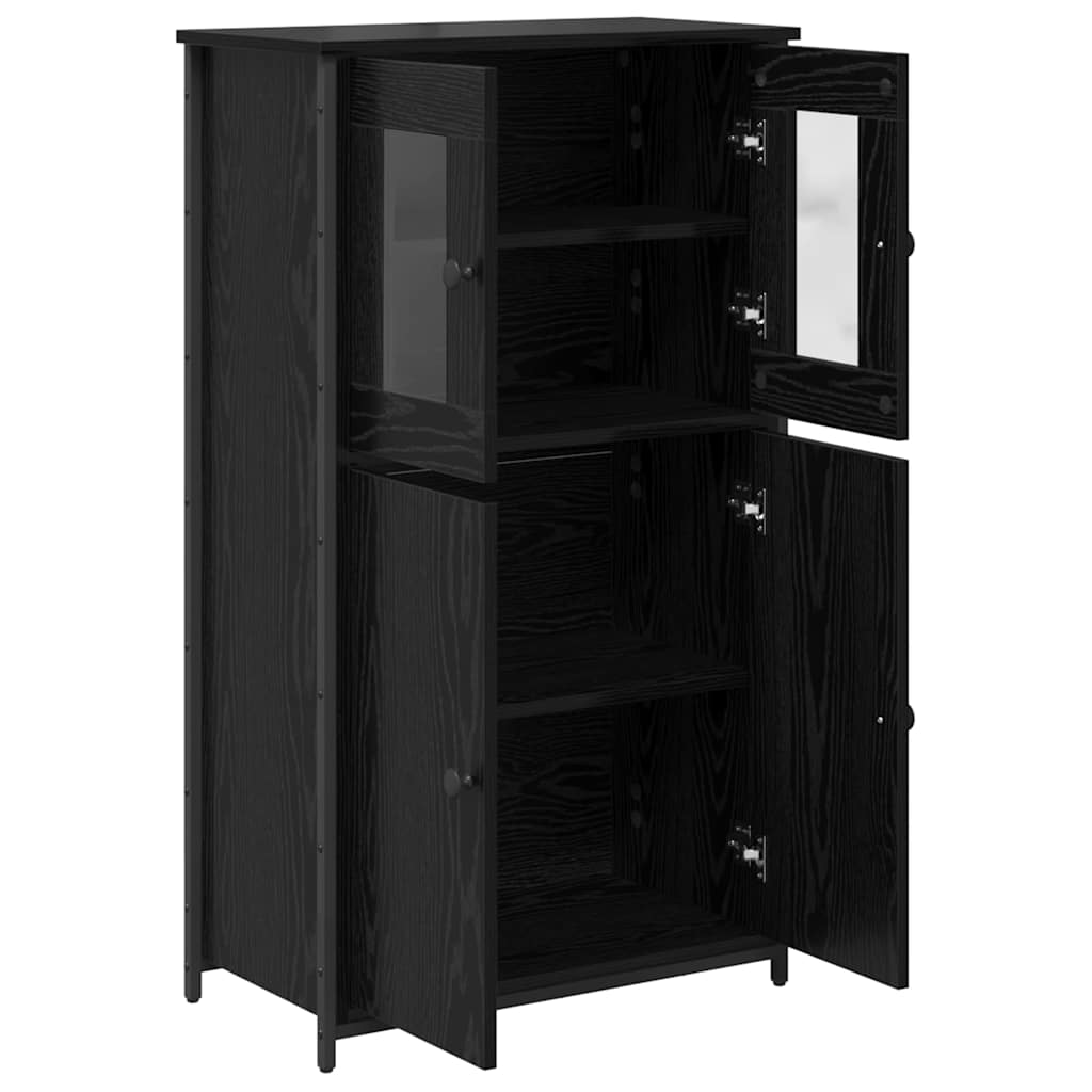 Highboard Zwart Eiken 62 x 32 x 106,5 cm Bewerkt hout