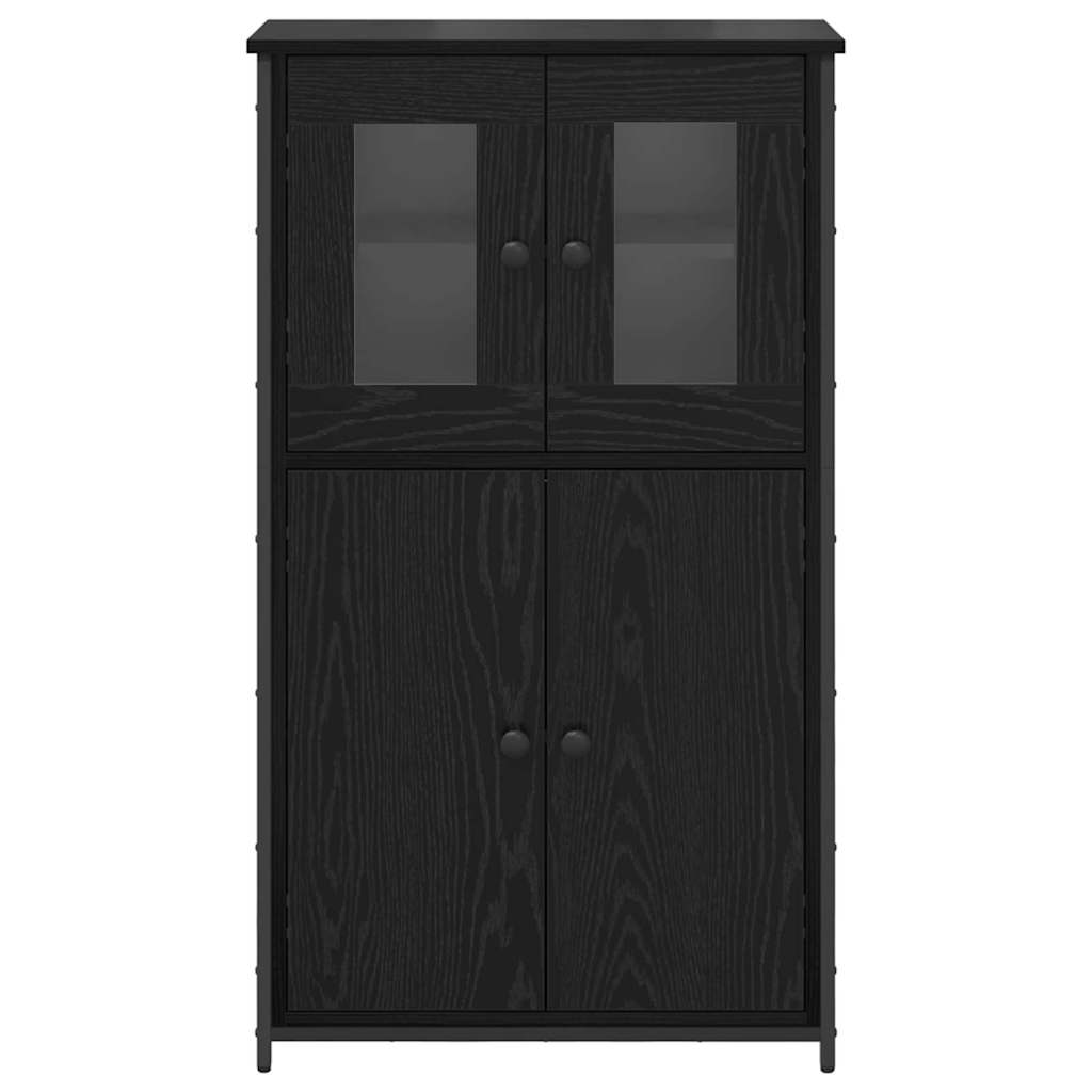 Highboard Zwart Eiken 62 x 32 x 106,5 cm Bewerkt hout