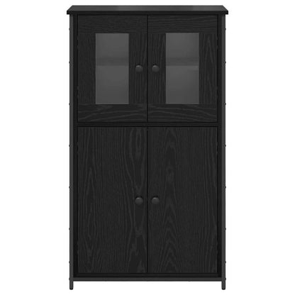 Highboard Zwart Eiken 62 x 32 x 106,5 cm Bewerkt hout