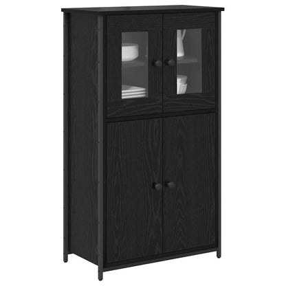 Highboard Zwart Eiken 62 x 32 x 106,5 cm Bewerkt hout