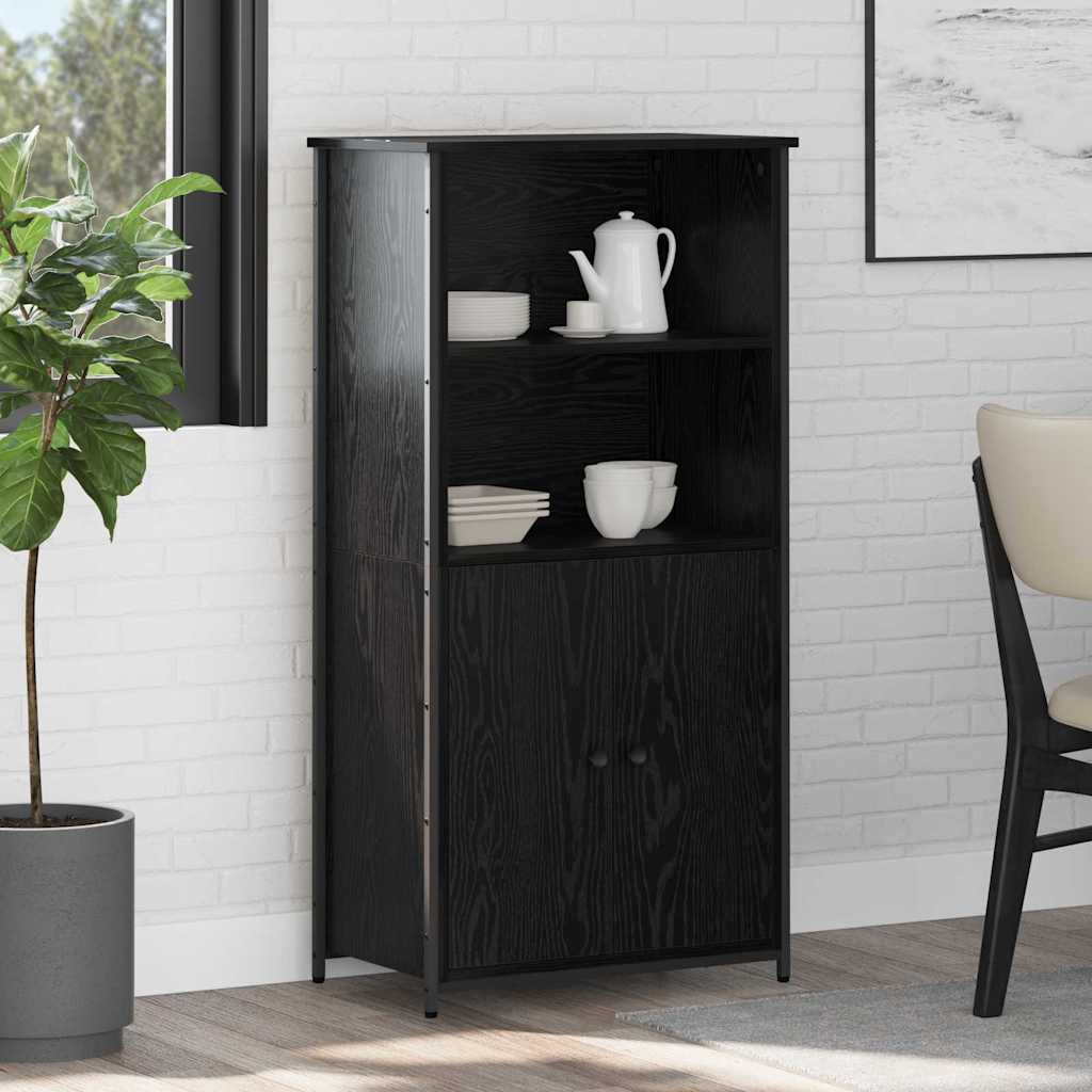 Highboard Zwart Eiken 62 x 36 x 121,5 cm Bewerkt hout