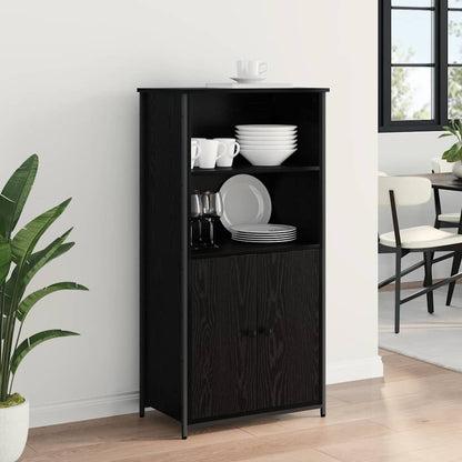 Highboard Zwart Eiken 62 x 36 x 121,5 cm Bewerkt hout