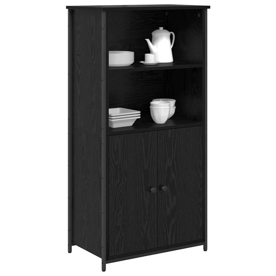 Highboard Zwart Eiken 62 x 36 x 121,5 cm Bewerkt hout