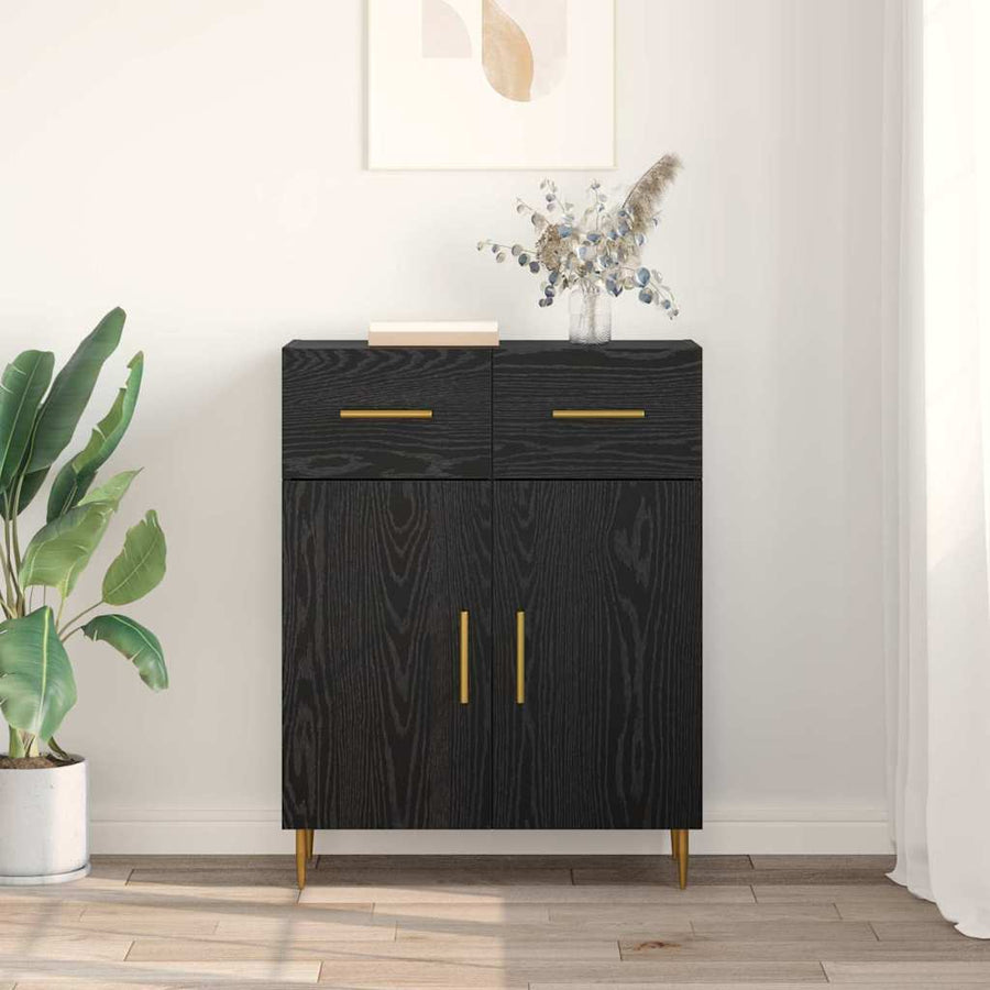 Dressoir met lade Zwart Eiken 69,5 x 34 x 90 cm Bewerkt hout