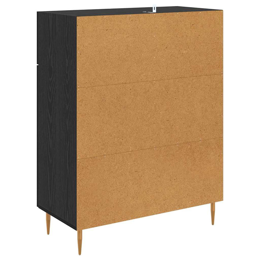 Dressoir met lade Zwart Eiken 69,5 x 34 x 90 cm Bewerkt hout