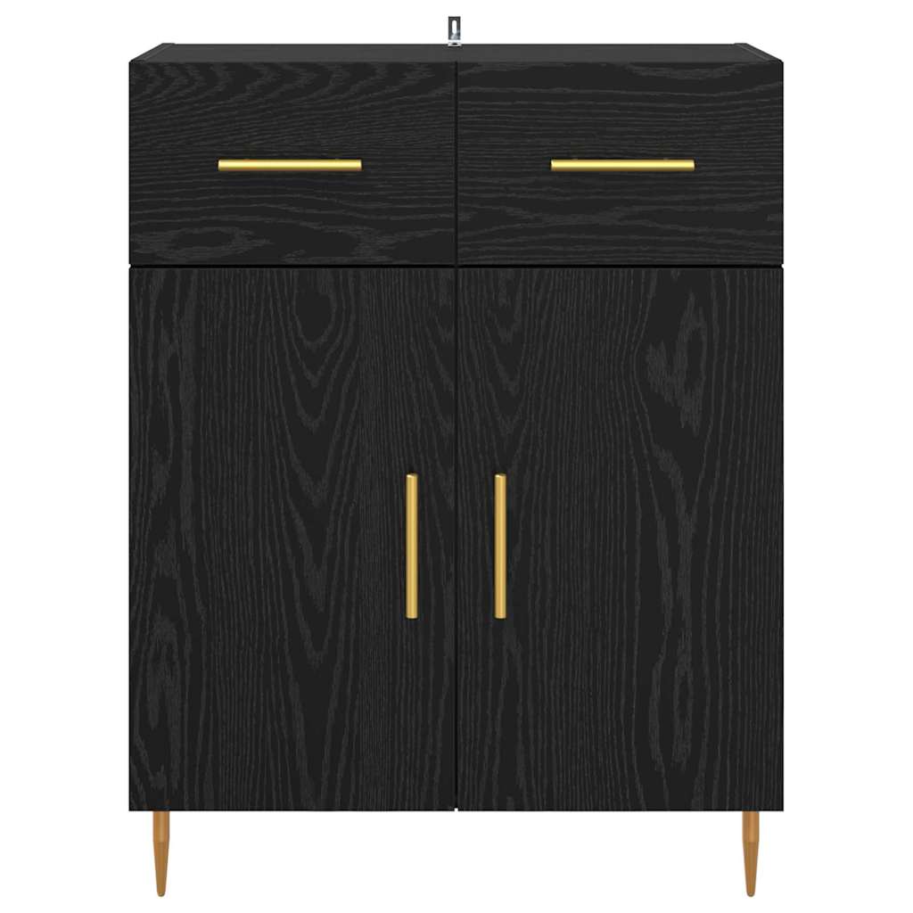 Dressoir met lade Zwart Eiken 69,5 x 34 x 90 cm Bewerkt hout