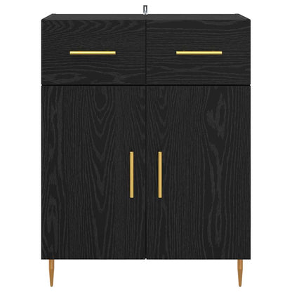Dressoir met lade Zwart Eiken 69,5 x 34 x 90 cm Bewerkt hout