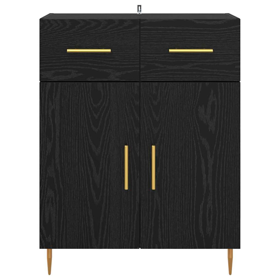 Dressoir met lade Zwart Eiken 69,5 x 34 x 90 cm Bewerkt hout