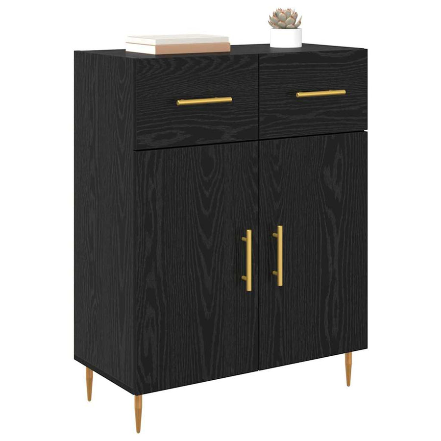 Dressoir met lade Zwart Eiken 69,5 x 34 x 90 cm Bewerkt hout