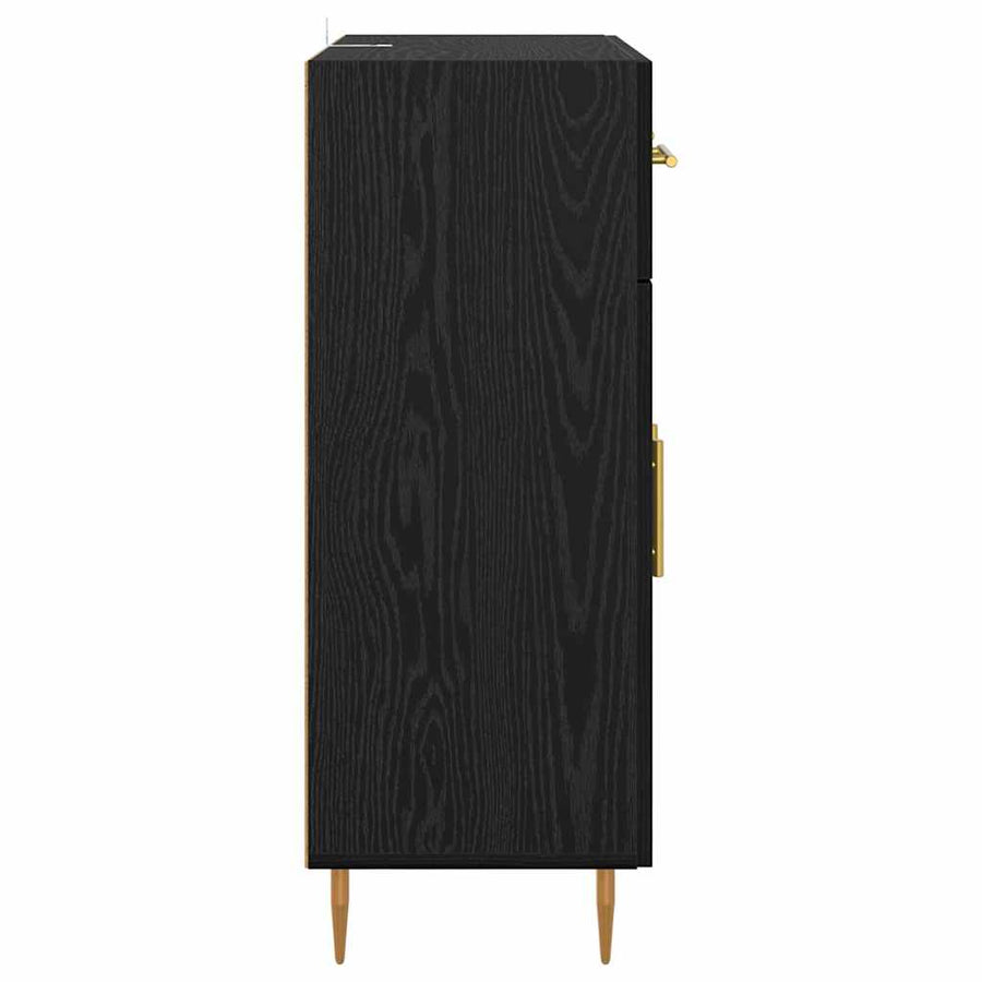 Dressoir met lade Zwart Eiken 69,5 x 34 x 90 cm Bewerkt hout