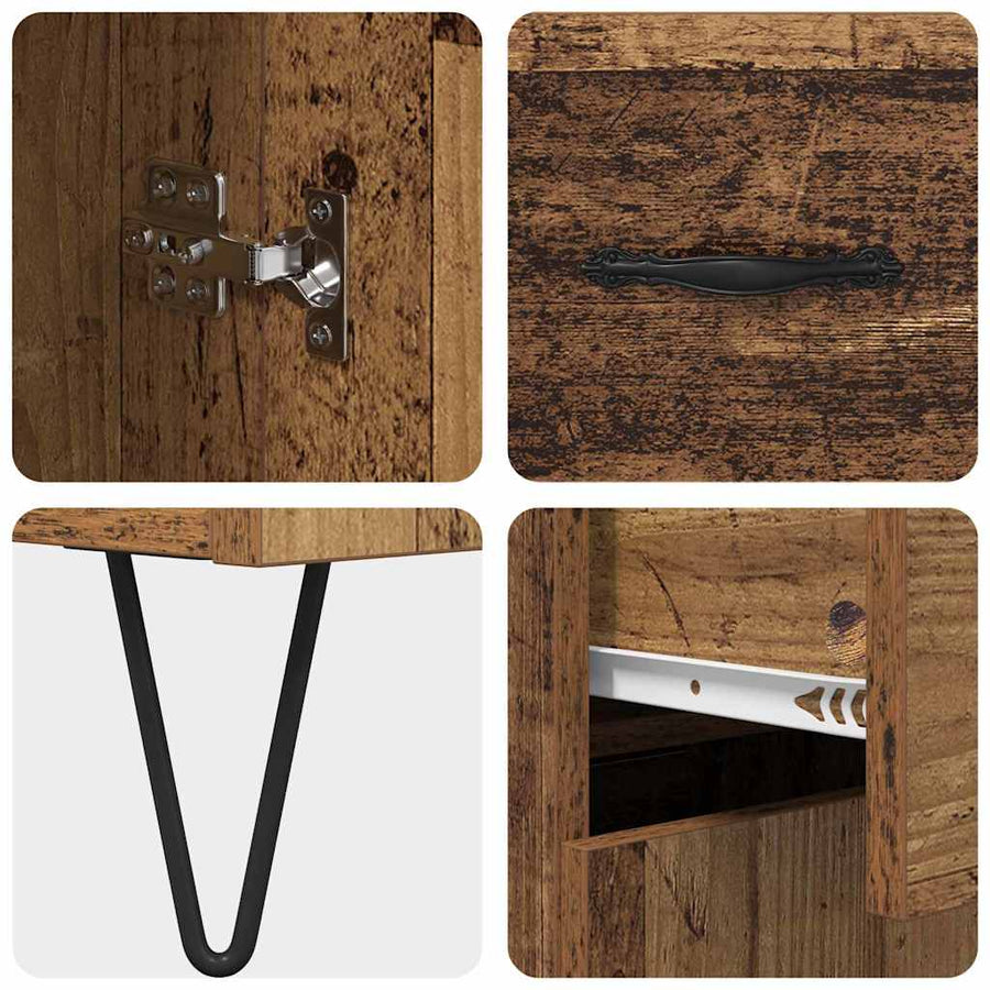Dressoir met lade Oud Hout 69,5 x 34 x 90 cm Bewerkt hout