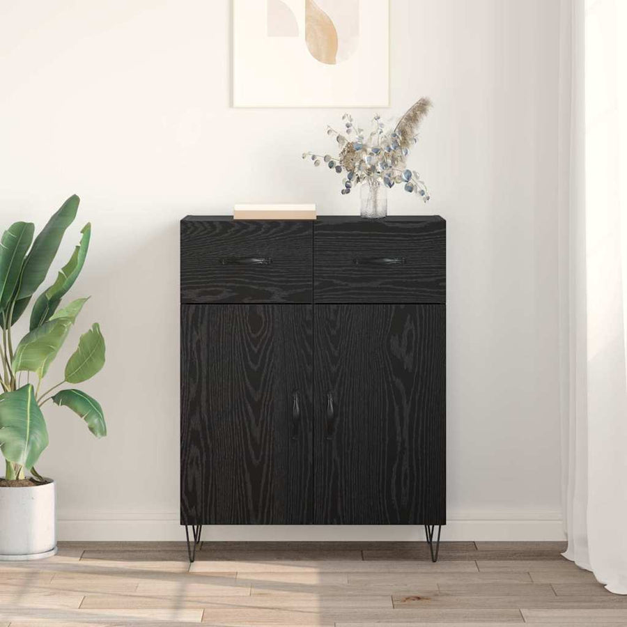 Dressoir met lade Zwart Eiken 69,5 x 34 x 90 cm Bewerkt hout