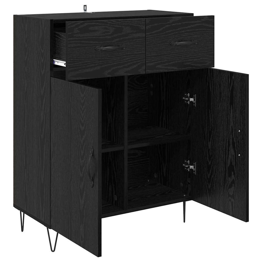 Dressoir met lade Zwart Eiken 69,5 x 34 x 90 cm Bewerkt hout
