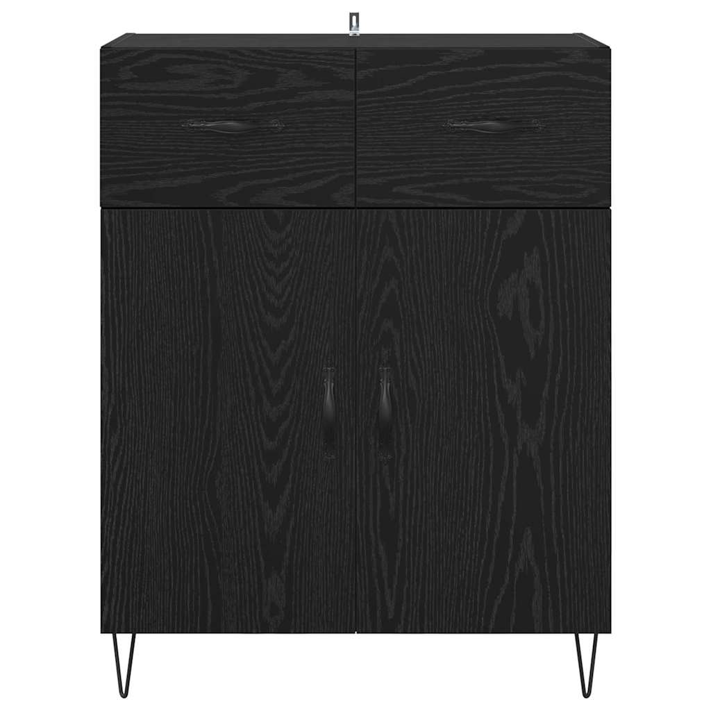 Dressoir met lade Zwart Eiken 69,5 x 34 x 90 cm Bewerkt hout