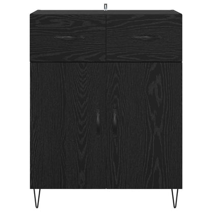 Dressoir met lade Zwart Eiken 69,5 x 34 x 90 cm Bewerkt hout