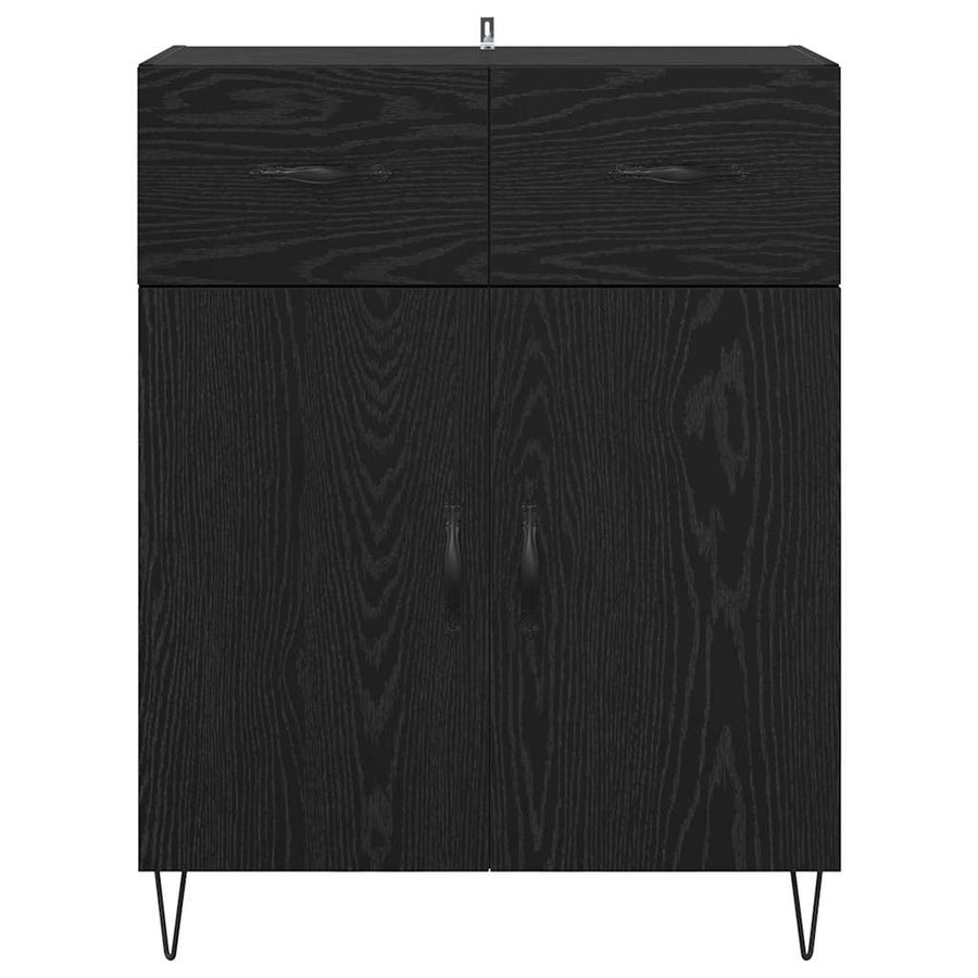 Dressoir met lade Zwart Eiken 69,5 x 34 x 90 cm Bewerkt hout