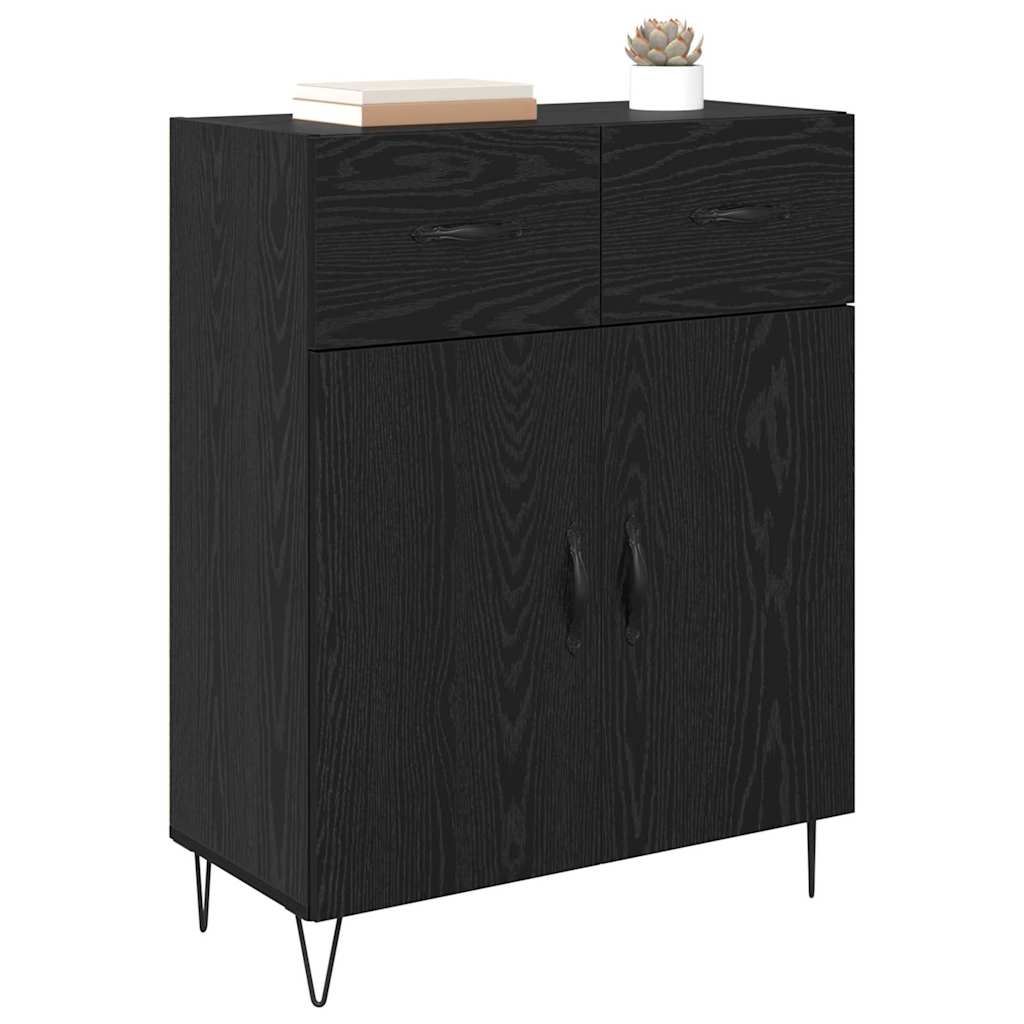 Dressoir met lade Zwart Eiken 69,5 x 34 x 90 cm Bewerkt hout
