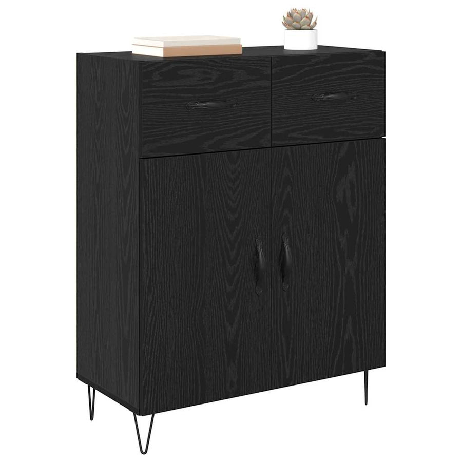 Dressoir met lade Zwart Eiken 69,5 x 34 x 90 cm Bewerkt hout