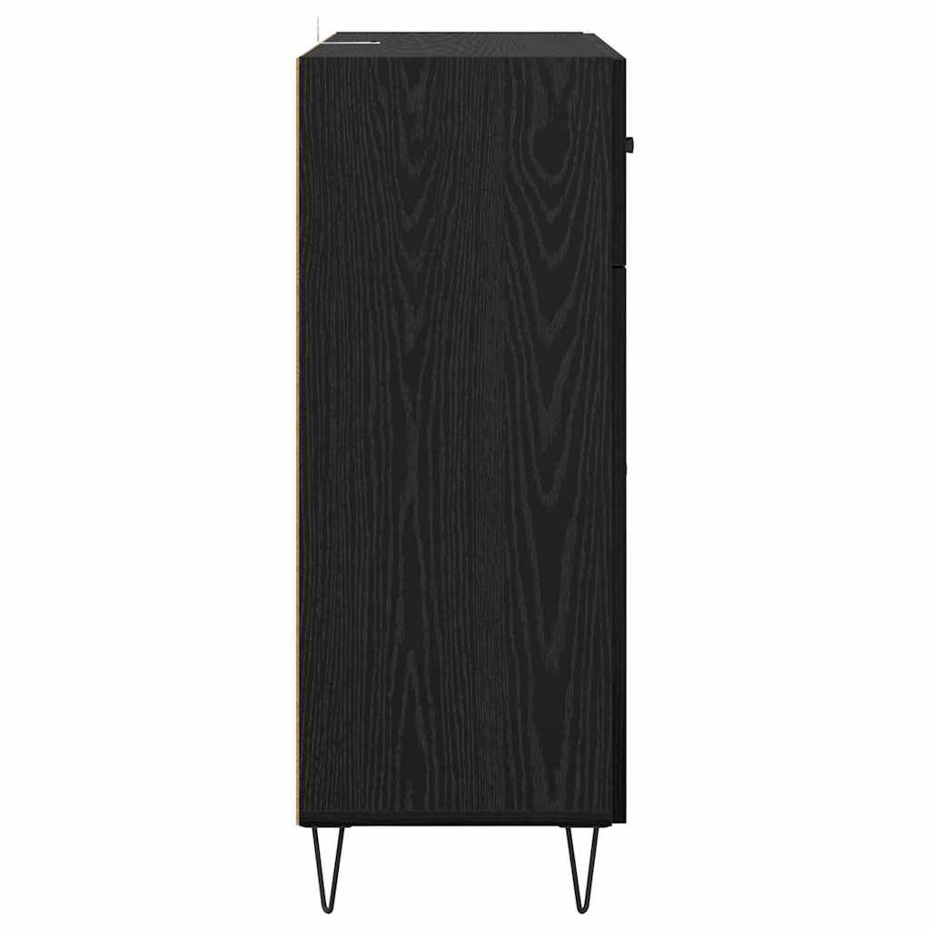 Dressoir met lade Zwart Eiken 69,5 x 34 x 90 cm Bewerkt hout