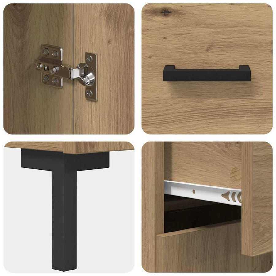 Dressoir met lade Artisan Eiken 69,5 x 34 x 90 cm Bewerkt hout