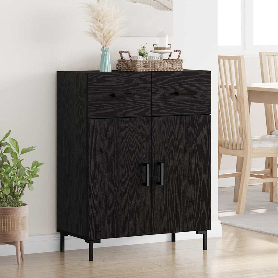 Dressoir met lade Zwart Eiken 69,5 x 34 x 90 cm Bewerkt hout