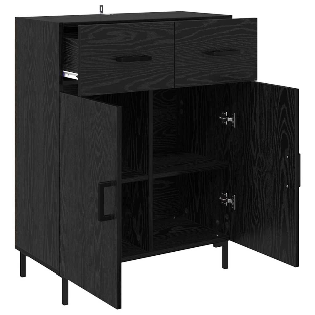 Dressoir met lade Zwart Eiken 69,5 x 34 x 90 cm Bewerkt hout